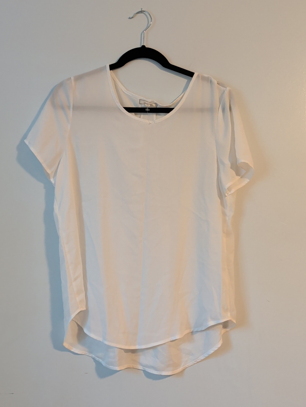 Pleione White Short-Sleeve Scoop Neck Blouse